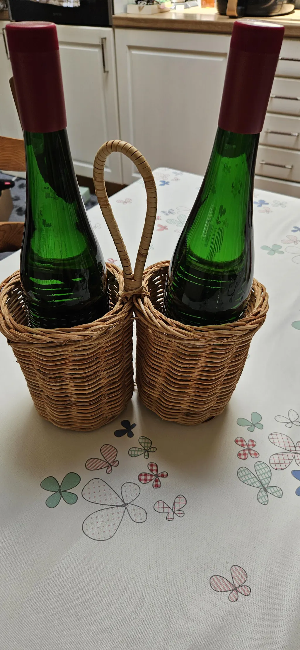 Flaschenhalter 2er „Duo Nature“ Rattan Natur 24cm