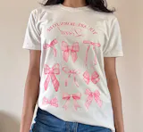 Cute Bow Graphic T-Shirt – Aesthetic Bow Cotton Tee | Minimalist Casual Shirt