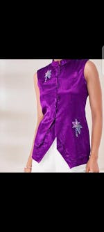 Purple color silk ready-to-wear top with handwork