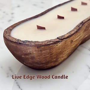 Live Edge Acacia Wood Candle Ready Bowl Safe Reusable Vessel