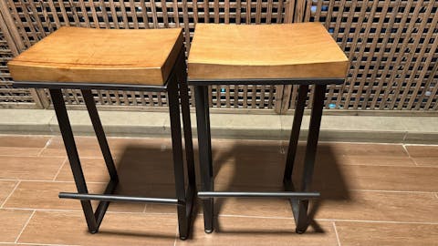 H25" /29" /33" | Industrial Wood Bar Stool with Black Metal Legs