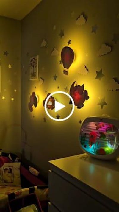 Personalized Wooden Baby's Room Wall Light Set