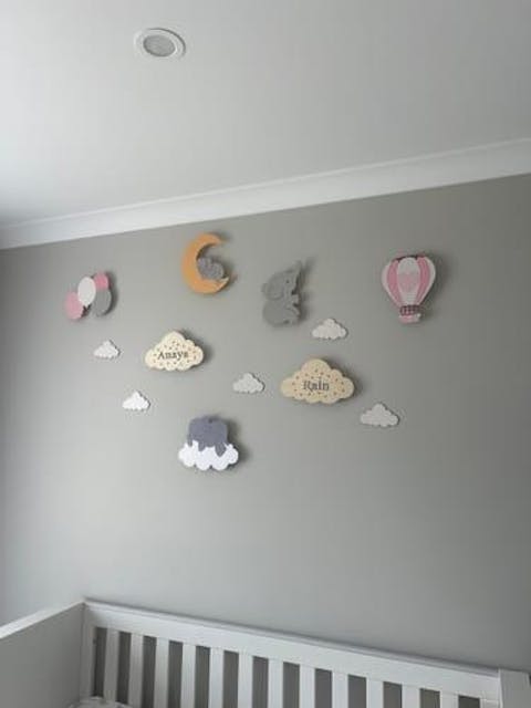 Personalized Wooden Baby's Room Wall Light Set