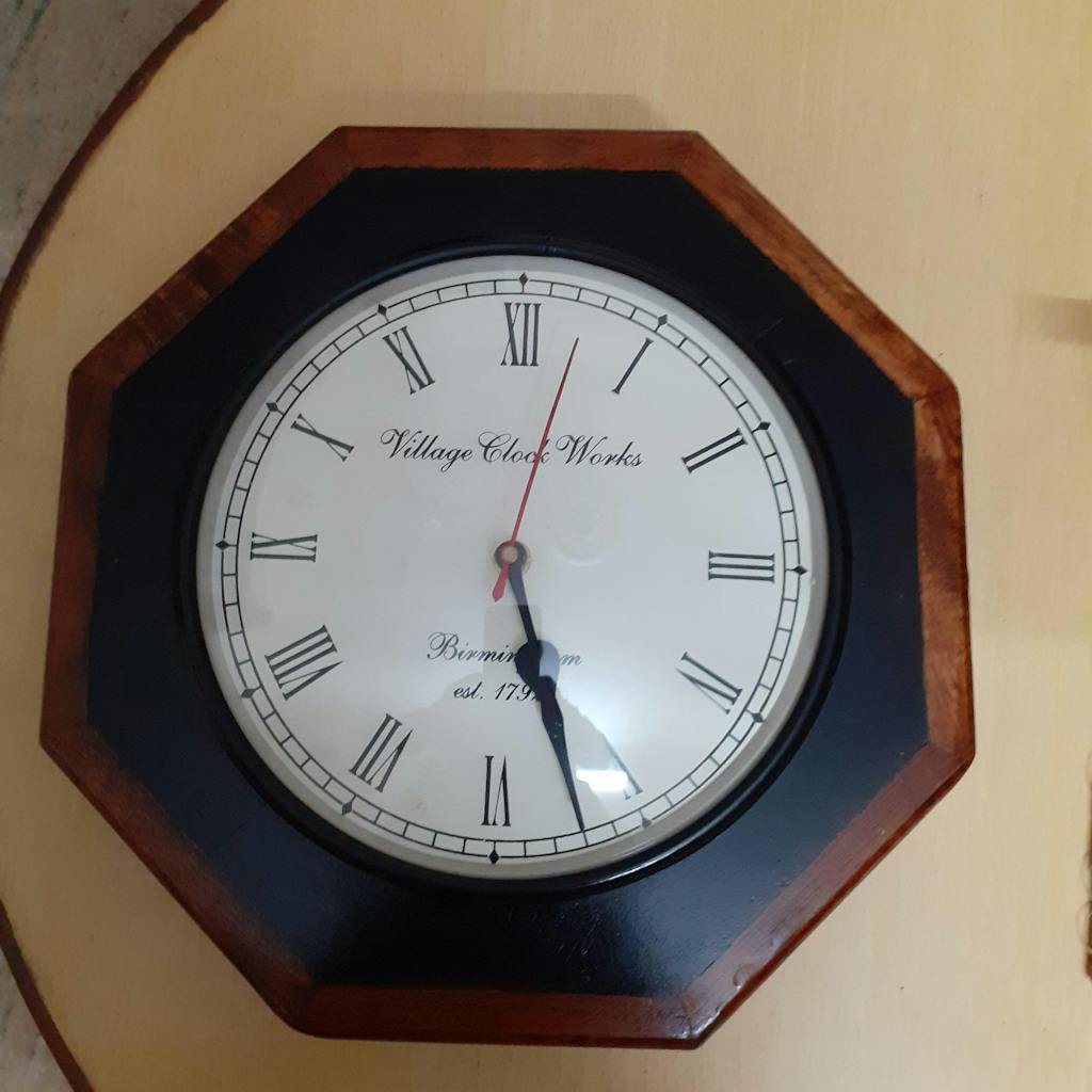 Wooden Octagonal Clock