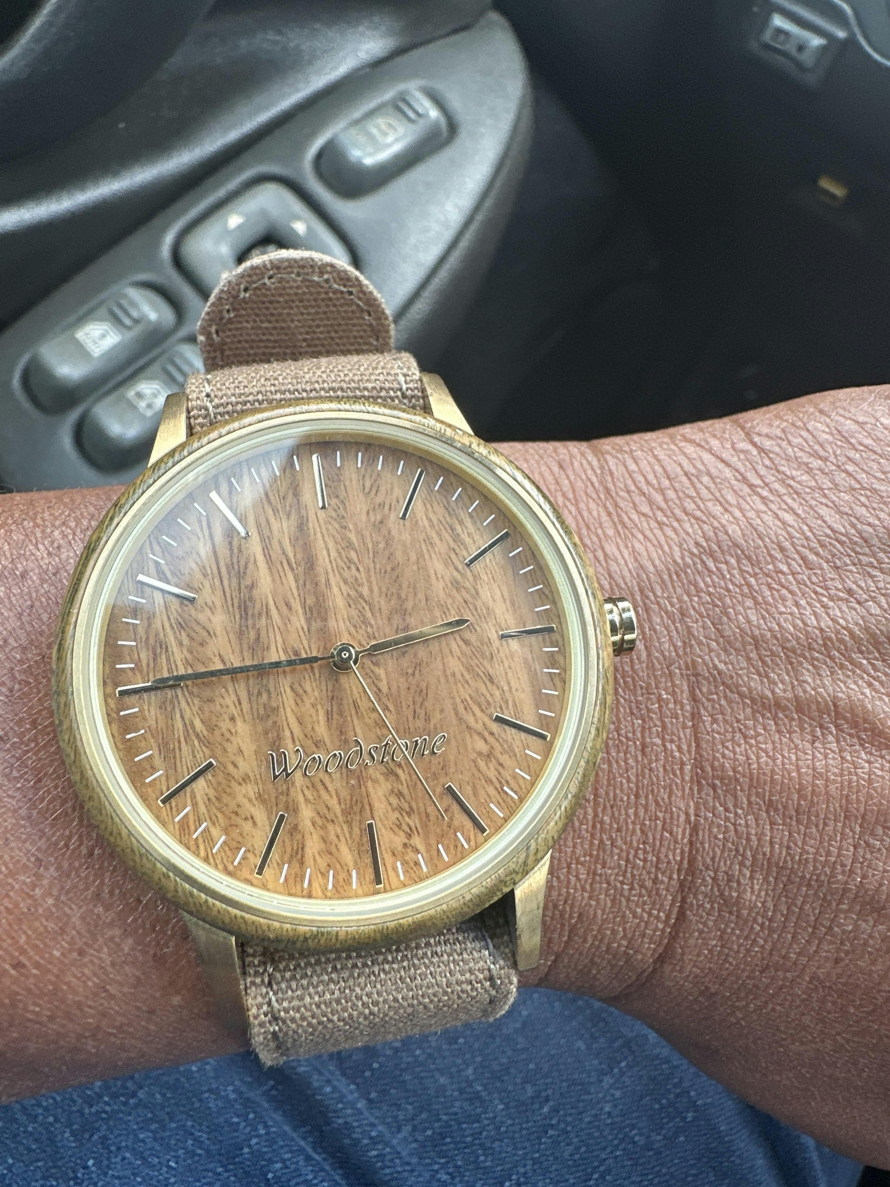 Troy Rosewood Canvas Strap Men's Wood Watch - Woodstone