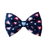 Navy Blue Dog Collar Bow Tie with Cute Daisy Flowers