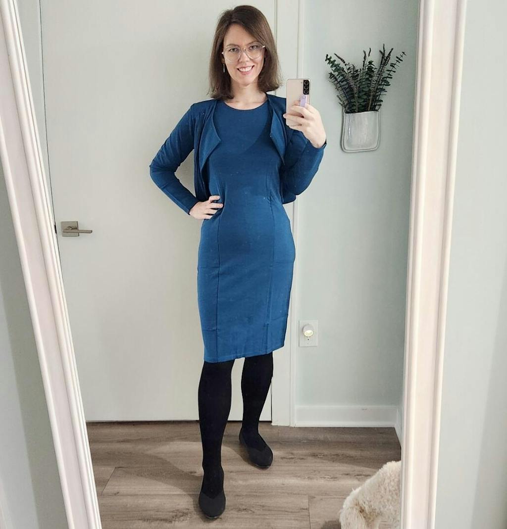 Kalle Merino Wool Ponte Tank Dress Washed Navy wool&