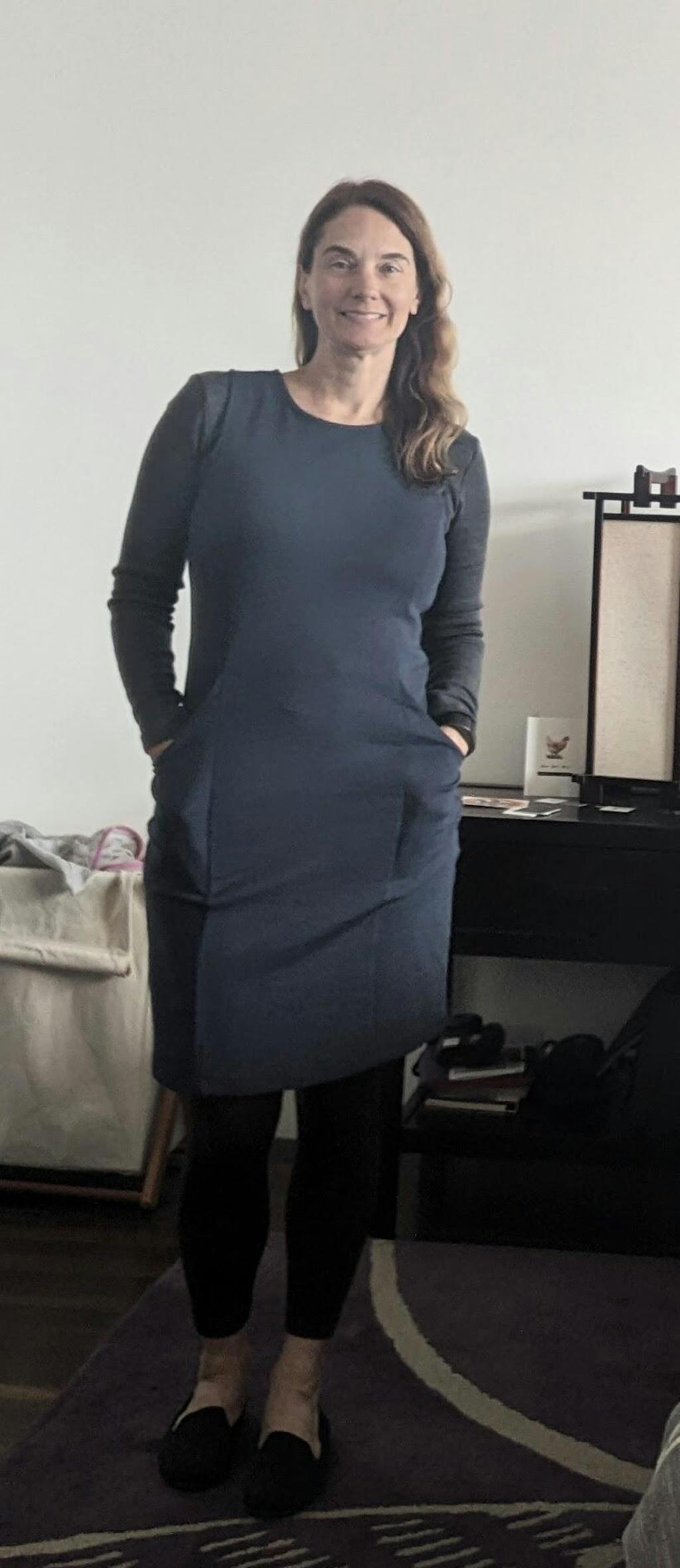 Kalle Merino Wool Ponte Tank Dress Washed Navy wool&