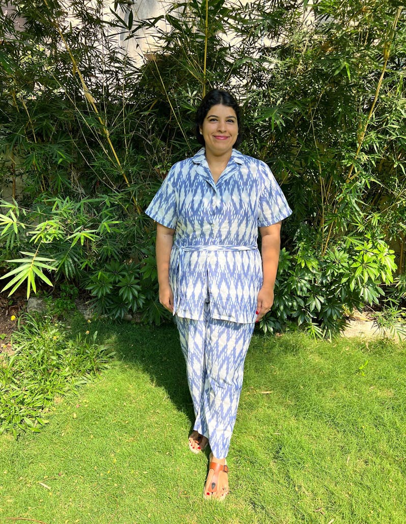 Blue Ikat Blazer Coord Set