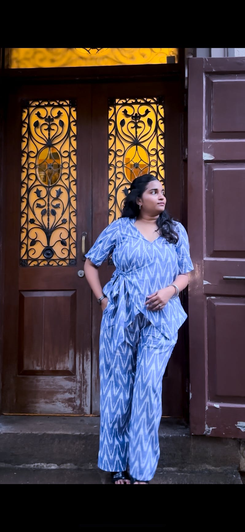 Blue Chambray Ikat Coord Set