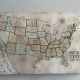 Push Pin Map of USA, Canvas Wall Art, Rustic Explorer