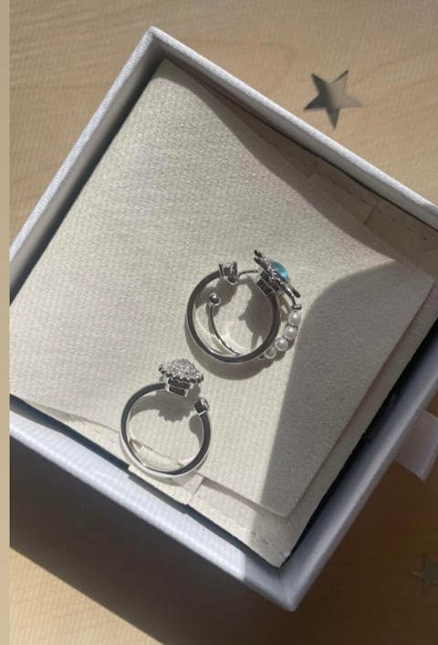 Silver Sunflower Spinner Worry Ring