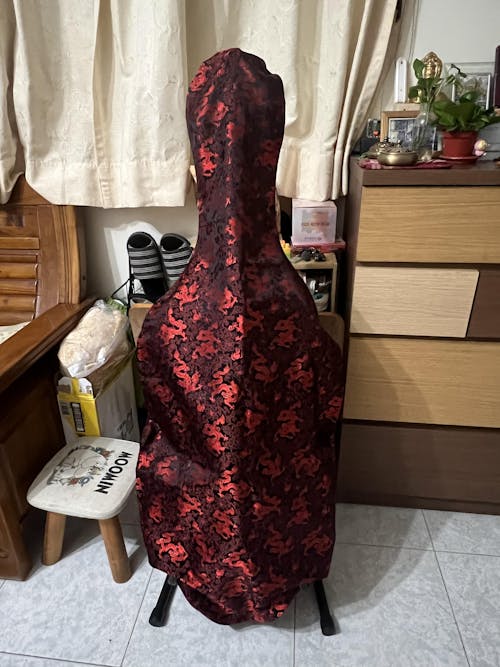 絲織錦緞大提琴袋-典藏龍紋-復刻紅