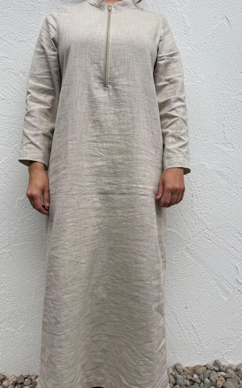 Abaya en lin "Alma" avec coton - natural