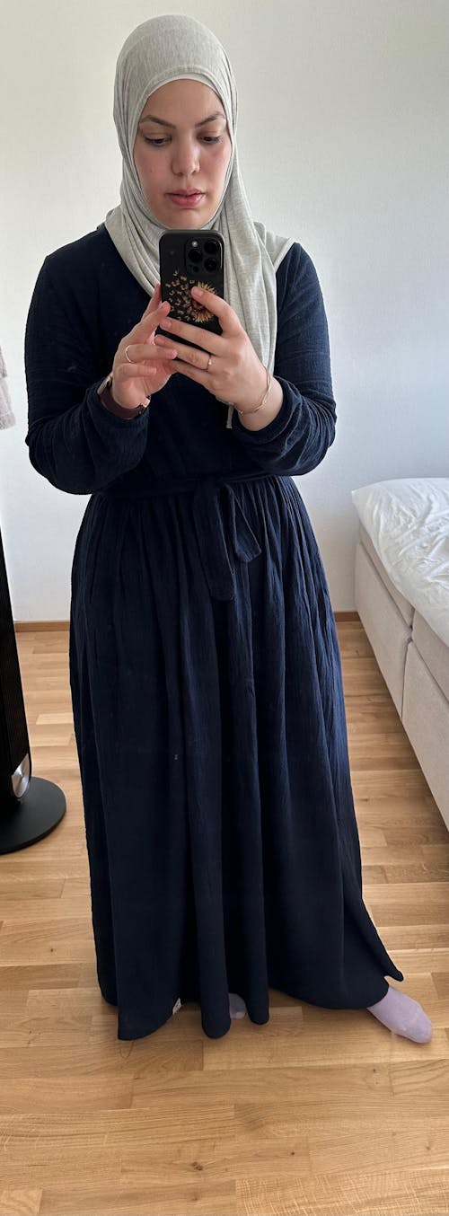 Katoenen Abaya "Maya" van katoen (Navy)