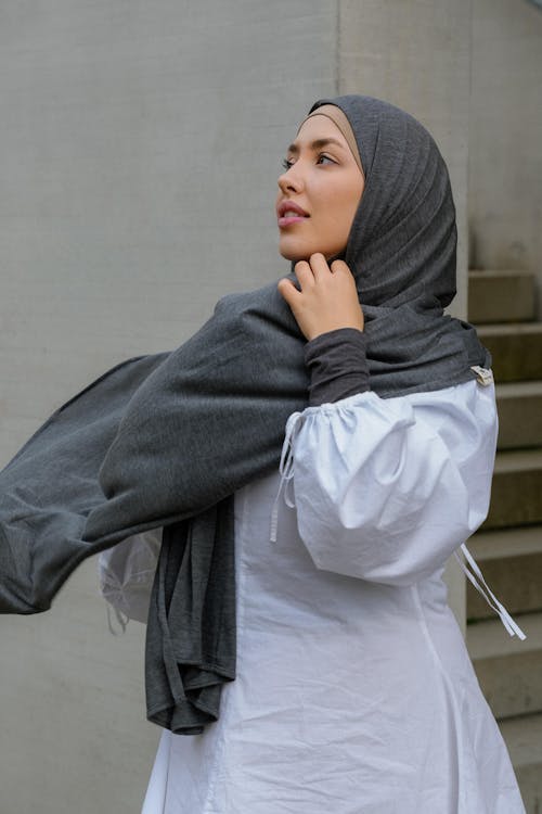 "Mariposa XXL van zijde en biologisch katoen (grijs gemêleerd)