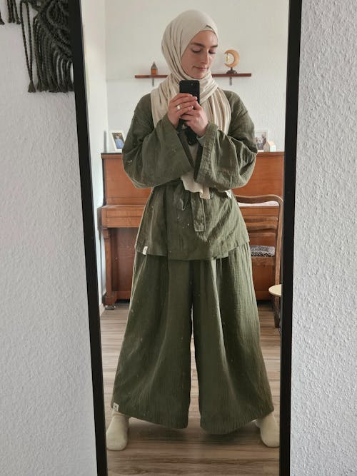 Musselin Zweiteiler "Juniper" aus Bio-Baumwolle (Dusty Olive)