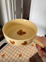 Adorable Creamy Emo Bear Handled Baking Dish