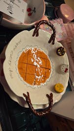 Caramel Kitty Hand-Painted Ceramic Plate with Handles, 8-Inch