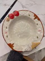 Hand-Painted Strawberry Embossed Ceramic Plate | 9.5-Inch