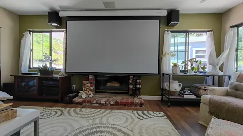 WUPRO Cinema FlowArc Luxury Smart Motorized Drop Down Projector Screen For Long Throw Projector