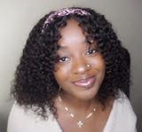 Papayahair Headband Wigs with Bangs Bob Curly Human Hair Wig for Black Girls