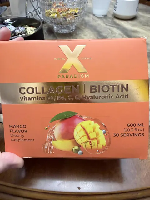 Liquid Collagen Shots with Biotin, Hyaluronic Acid and Vitamins B5, B6, C & E - Mango Flavor