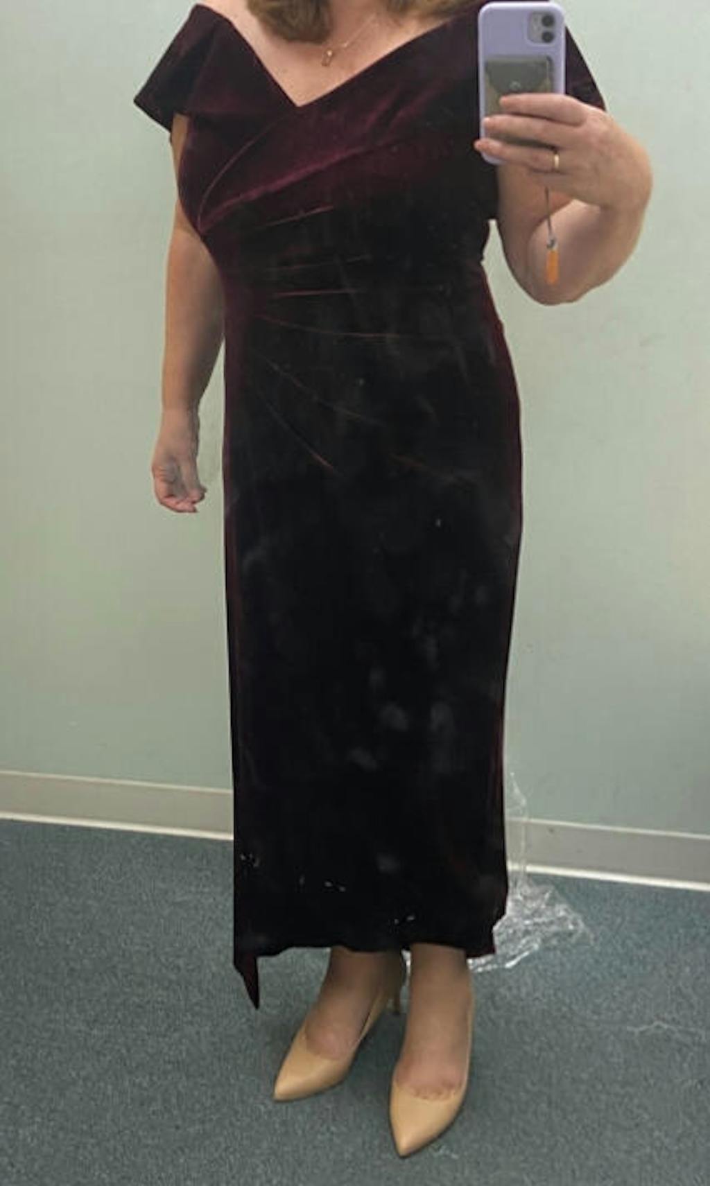 Plus "Charmaine" Long Off the Shoulder Velvet Gown