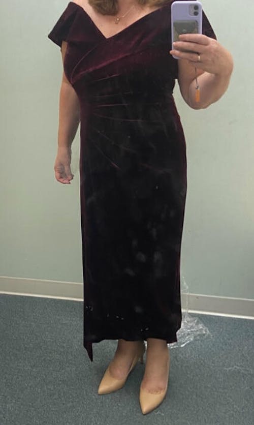 Plus "Charmaine" Long Off the Shoulder Velvet Gown