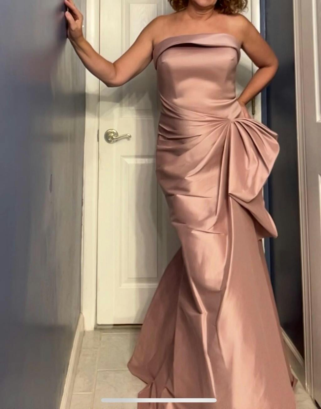 "Diana" Mikado Strapless Rouched Floor Length Dress