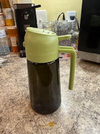 2 in 1 Oil Sprayer Bottle Dispenser, 16oz Glass Olive Oil Sprayer, Cooking Oil Sprayer Bottle for Kitchen Salad, Grill, BBQ, Dark Green (Sticker Included)