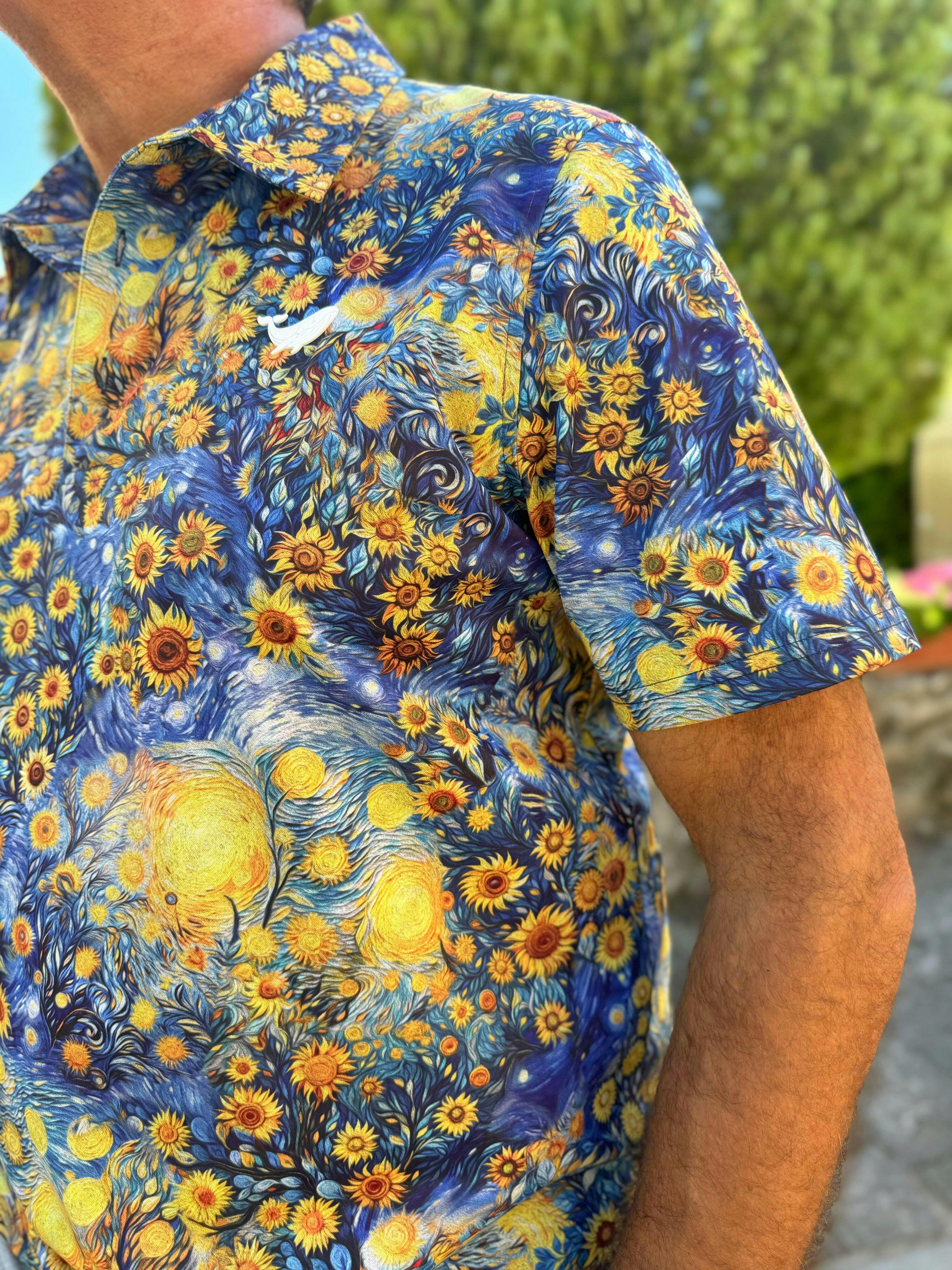 Men's Hawaiian Polo Shirt Ocean Waves Japanese Ukiyo-e Short