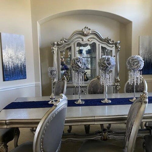 Set of 2 Crushed Glass Art #YMA0302