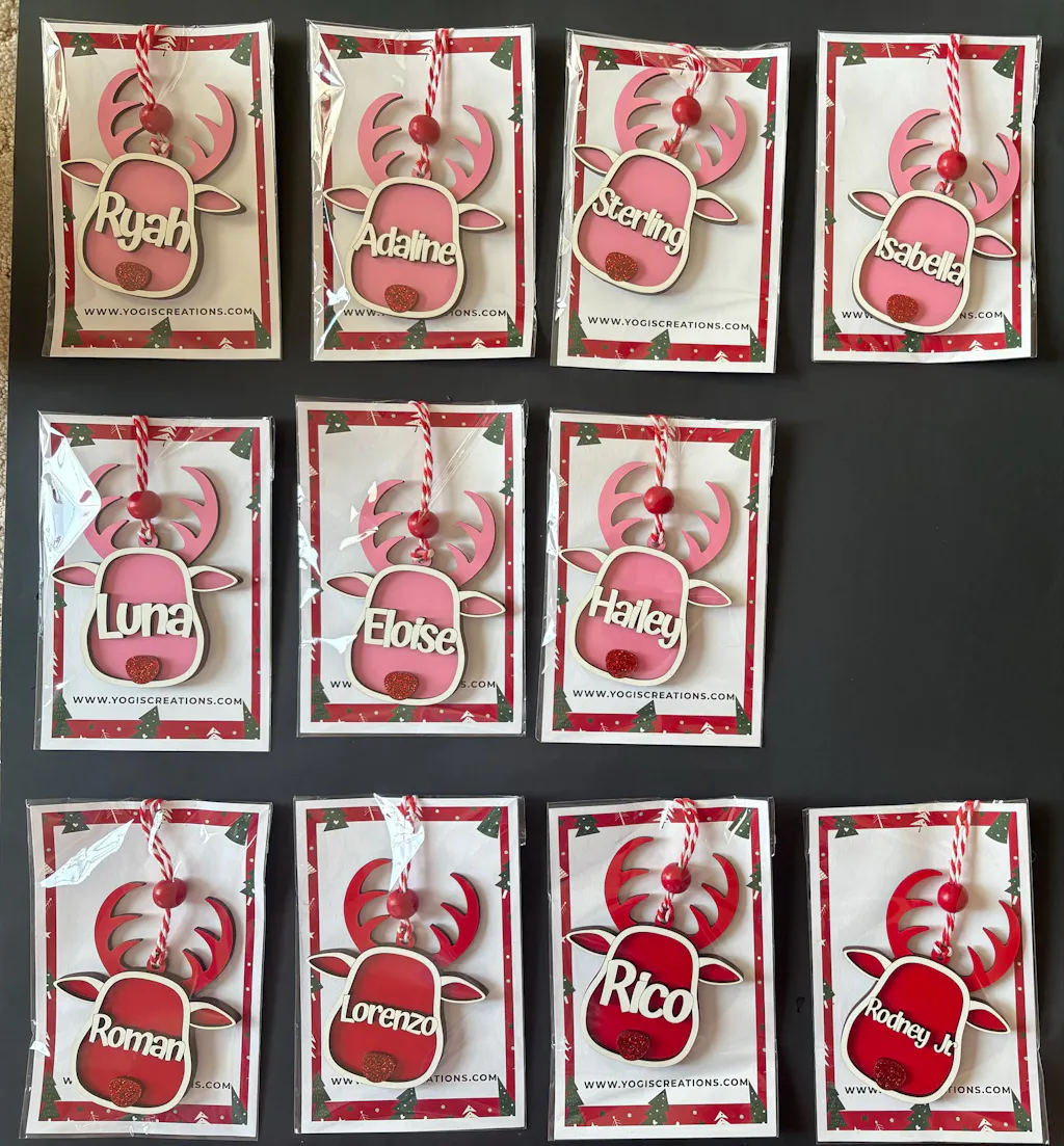 Personalized Reindeer Christmas Ornament | Custom Holiday Decorations for Tree & Gift