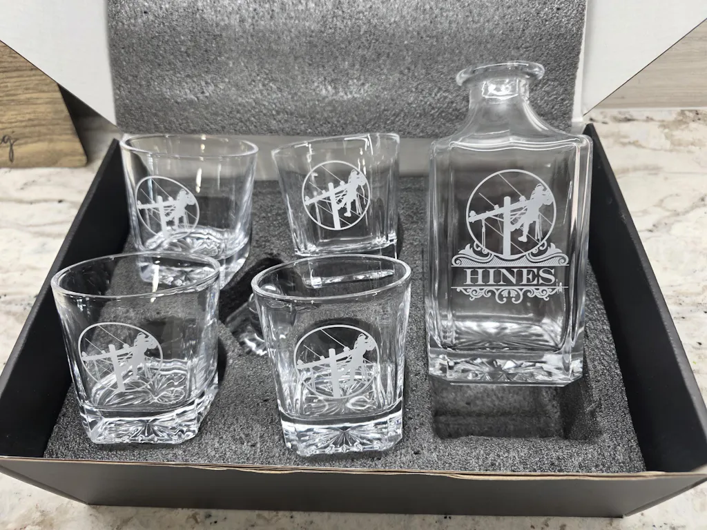 Personalized Lineman Decanter Set – Engraved Whiskey Gift