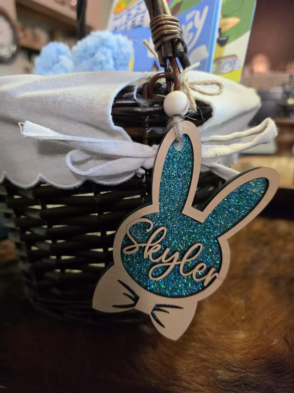 Personalized Easter Basket Tag - Handcrafted Bunny Design for Kids' Baskets, Unique Holiday Gift & Keepsake