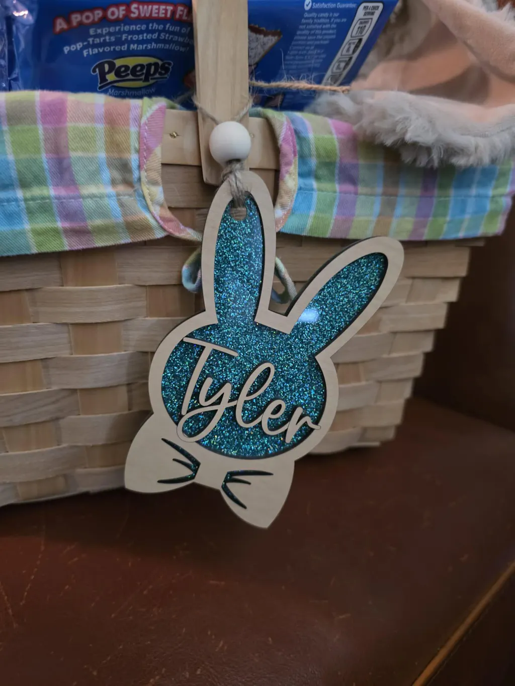 Personalized Easter Basket Tag - Handcrafted Bunny Design for Kids' Baskets, Unique Holiday Gift & Keepsake