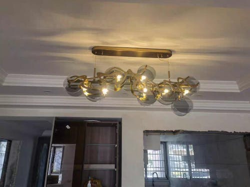 Pretty Smoky Gray Glass Chandelier for Dining Room & Living Room