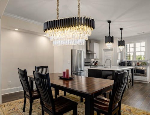 Ethereal Modern Black Crystal Pendant Light for Dining Room