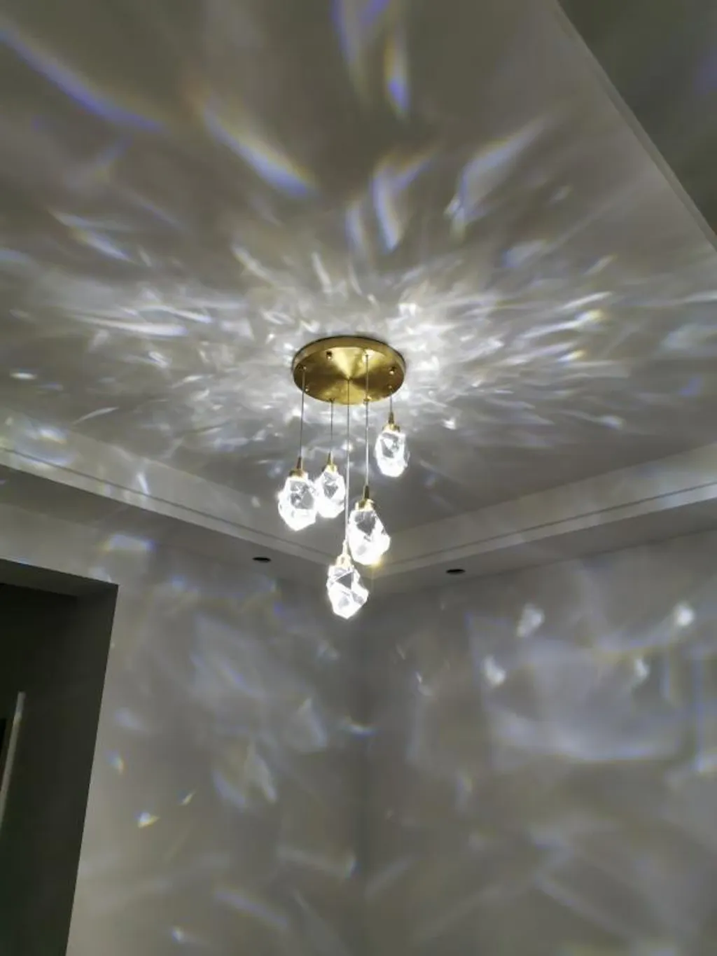 Diamond LED Crystal Staircase Chandelier for Tall Foyers & Stairwells