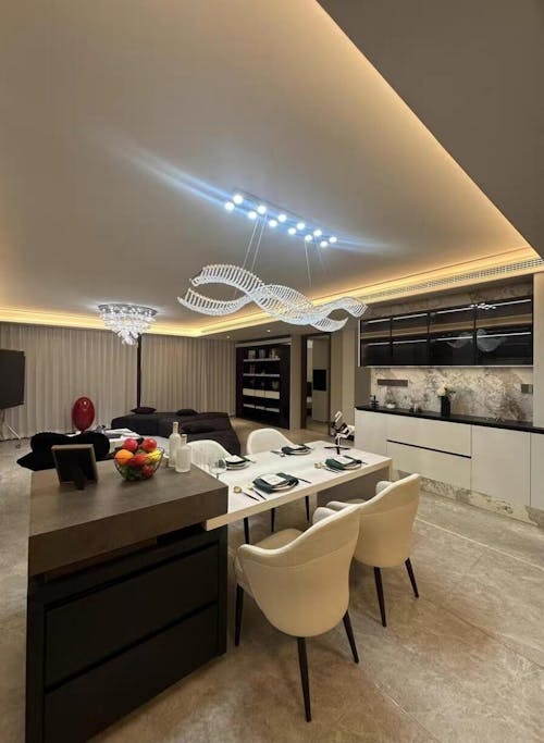 Dreamy Modern Wave-Shape Crystal Chandelier for Dining Room