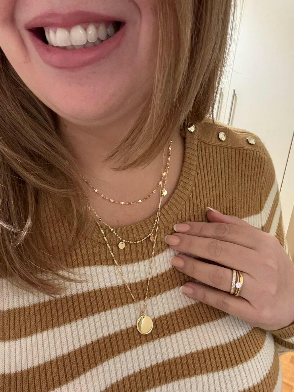 Mehrlagige Halskette mit Plättchen-anhänger - Sterling Silber