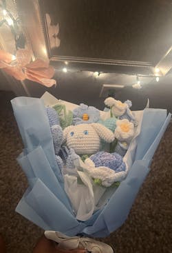 YSHomy Wrapped Crochet Flowers with Handmade Cinnamoroll & Melody Bouquet