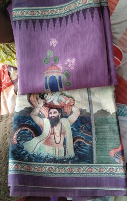 Vrindavan Leela Purple Printed Saree