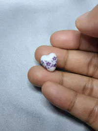 Porcelain Beads - Heart (Purple Flower)