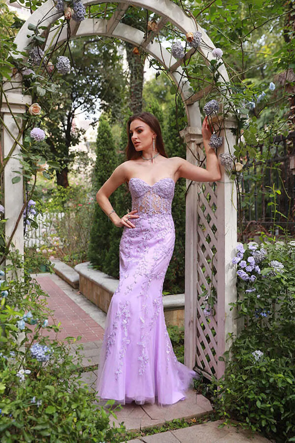 Lilac Mermaid Appliques Prom Dress,Lilac Evening Dress  Y6171 main image 1