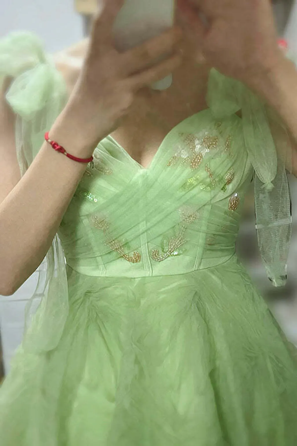 Green V Neck Wrap Short Homecoming Dress C1764