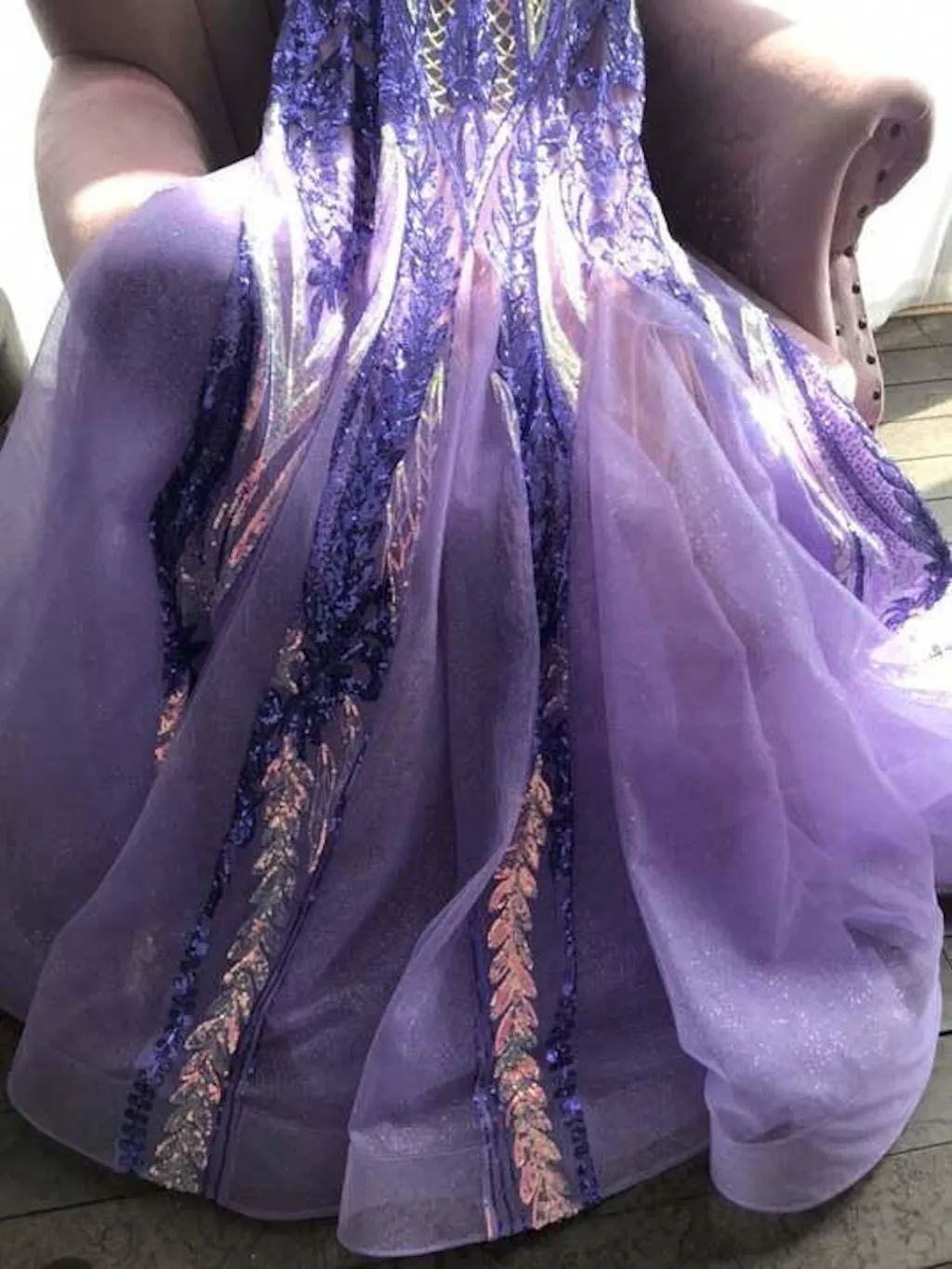 Sparkly Mermaid V Neck Dark Purple Sequins Long Ball Dress with Open Back