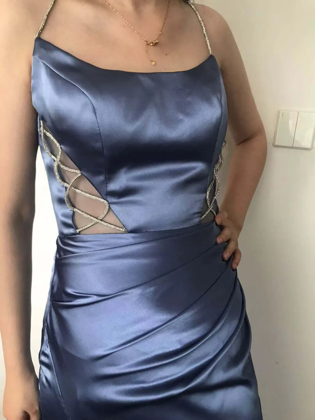 Niulatu Mermaid Spaghetti Straps Satin Green Long Evening Dress Prom Dresses SD2754