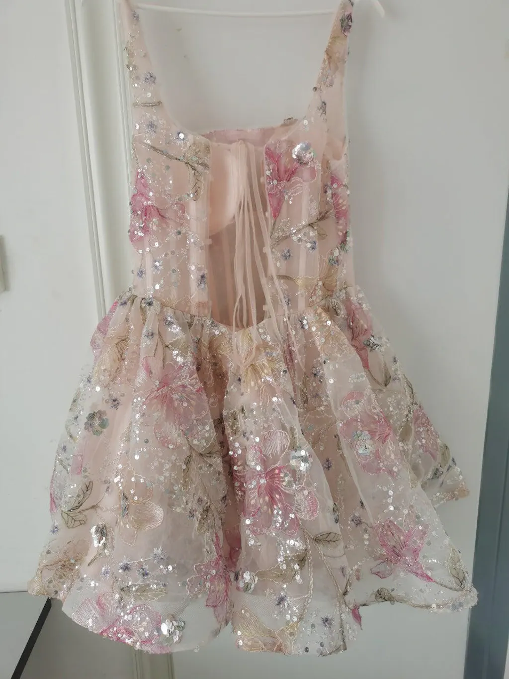Sequin A-line Lace-Up Back Cocktail Dress